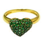 Anel em Ouro 18K Coração de Esmeraldas 4.0g 11.0mm