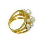 Anel em Ouro 18K Feminino de Pérolas 17.0mm 7.0g 
