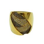 Anel em Ouro 18K Largo Brilhantes Brown 14.5g 22mm