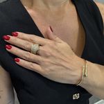 Anel em Ouro 18K Largo com 120 Diamantes 11.0g 17.0mm