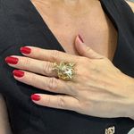 Anel em Ouro 18K Pantera com Esmeraldas 6.6g 30.0mm