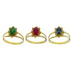 Anel em Ouro 18K Pedra Natural e Brilhantes 1.5g 4.8mm