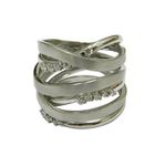 Anel em Ouro Branco 18K com 14 Brilhantes 12,0g 21mm