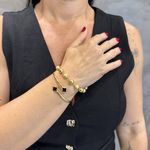 Bracelete em Ouro 18k Modelo Trevos Ônix 10mm 7.3g