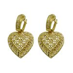Brinco de Argola em Ouro Coração Brilhantes 6.4g 30mm