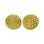 Brinco em ouro 18k Redondo Diamantado 15.0mm 2.4g