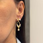 Brinco em Ouro 18k Pérolas e Diamantes 7.0g 40,0mm