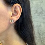 Brinco de Ouro Branco 18K Pavê de 38 Diamantes 6.0mm