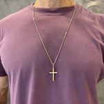 Crucifixo de Ouro 18k 0,750 Fio Retangular 2.4g 44.0mm
