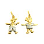 Pingente em ouro 18k Menina Menino Mini 15.5mm