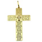 Crucifixo Oração do Pai Nosso em Ouro 18K cravejado com Zircônia