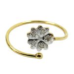 Anel de Falange Flor de Ouro 18k com Brilhantes