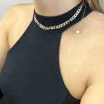 Gargantilha de Ouro 18k Choker com Elos de 6,2mm e Pérola