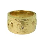 Anel Largo em Ouro 18k Martelado com Brilhantes 12.35mm