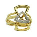 Anel em Ouro 18k Feminino Vazado com Brilhantes