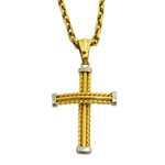 Crucifixo de Ouro 18K com Fio torcido e Liso