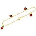 Pulseira infantil de ouro 18k joaninha