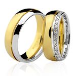 Lindas Alianças de Bodas de Prata em Ouro 18K com Diamantes