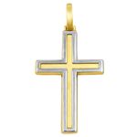 Cruz de ouro 18k com Bordas Ouro Branco 30.2mm