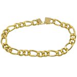 Pulseira Fígaro Masculina de Ouro 18K 2X1