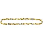 Pulseira Italiana Masculina de Ouro Branco e Ouro Amarelo 