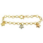 Pulseira Elo Português com Pingente de Estrela Ouro 18K