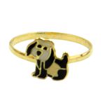 Anel de Ouro 18k Cachorrinho Esmaltado