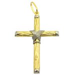 Crucifixo de Ouro 18K com design imitando madeira 
