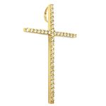 Pingente Cruz de Ouro 18K cravejada com Zircônias Grande