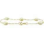 Pulseira Baby de ouro 18K com Pérolas Biwa 5mm