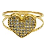 Anéis de Coração em Ouro 18K 0750 cravejados com Zircônia