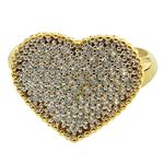 Maxi Anel de Coração em Ouro 18K com Zircônias Design Italiano