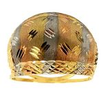 Anel Boleado de Ouro Branco, Amarelo e Rosê 18K