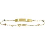 Pulseira Infantil de Bolinha e Plaquinha em Ouro 18K 