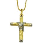 Crucifixo de Ouro Branco e Amarelo Nó