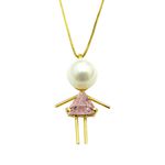 Pingente em Ouro 18K Filha com Pérola 1.0g 24mm