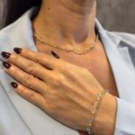 Pulseira em Ouro 18k Feminina Topázios 3,5g 4.0mm