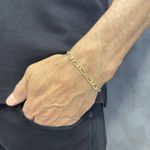 Pulseira de Ouro 18K Masculina Elo Fígaro 4.0g 4.5mm