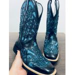 Texana Feminina Laser Azul - Couro legítimo