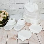 Kit Tricô sapato, luva e touca - branco
