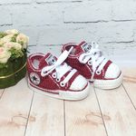 Sapatinho de Crochê Tênis All Star cano médio (3-9 meses) - Marsala e Branco