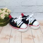 Sapatinho de Crochê Tênis All Star cano baixo (3-9 meses) - Preto