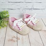 Sapatinho de Crochê Tênis All Star cano médio (3-9 meses) - Rosa
