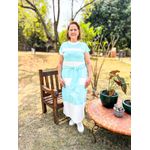 Vestido Bianca Plus azul com branco