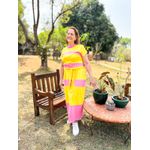 Vestido Bianca Plus amarelo com rosa