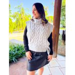 Colete Trança Tricot Cinza