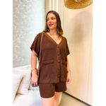 Conjunto Salete Tricot Marrom