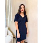 Vestido Poliana Preto Gola Polo 