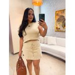 Conjunto Yara Moletinho Nude Short Saia 