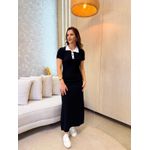 Vestido Gola Polo Preto Moletinho